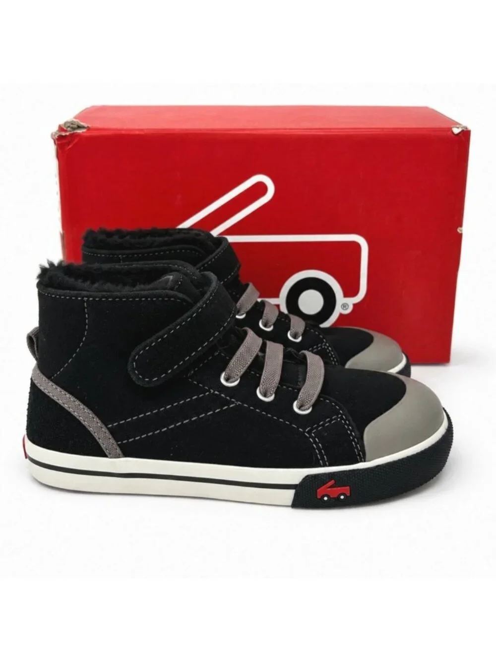 See Kai Run Seymour Devon Black Shearling High Top Sneakers Kids 12.5 EU 30